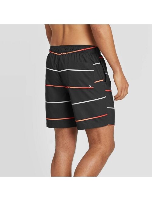 Speedo Men's 8" Striped Volley Swim Shorts - Black