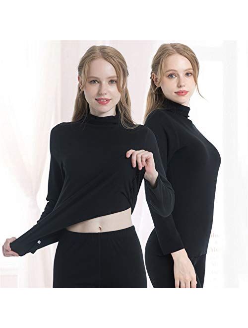 KALUN Autumn and Winter German Velvet self-Heating Thermal Underwear Ladies Suit high-Neck Seamless Autumn Clothes Long-Sleeved Velvet Cotton Sweater (Color : Skin, Size 