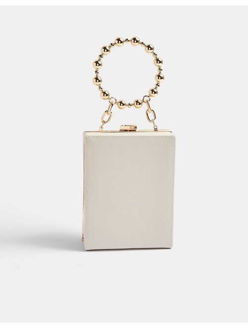 Topshop square bag with beaded handle in brown