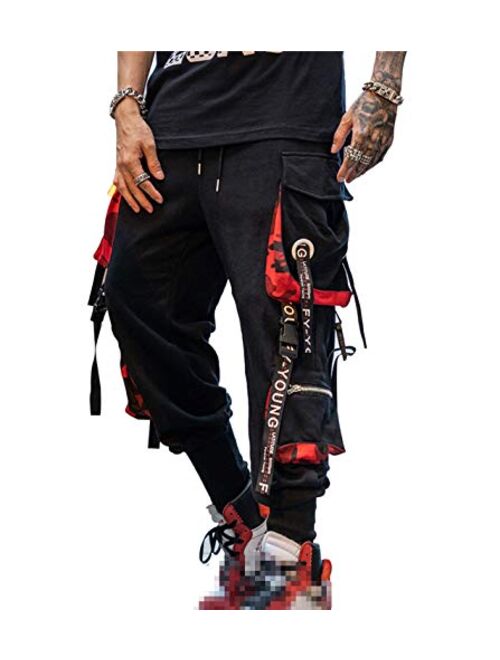 Hello MrLin Men's Jogger Pants Punk Cargo Baggy Techwear Hip Hop Harem Pants Streetwear Tactical Track Pants