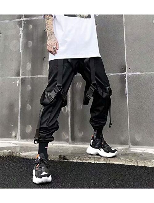 Astellarie Mens Fashion Casual Multi-Pockets Hip Hop Punk Jogger Cargo Pants