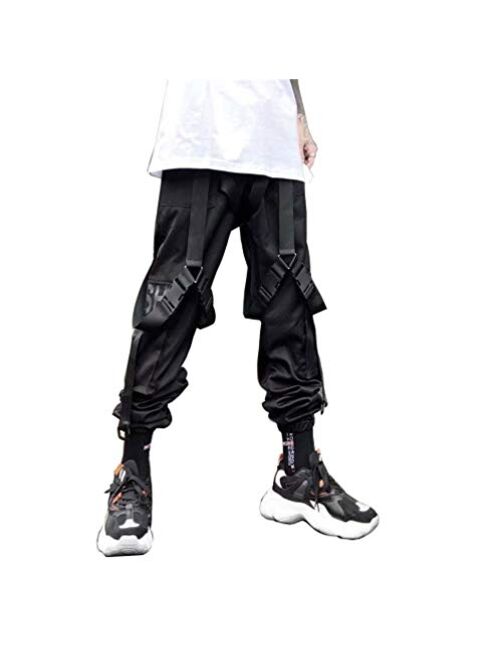 Astellarie Mens Casual Pants Multi-Pockets Fashion Cargo Joggers Gym Drawstring Long Pants 