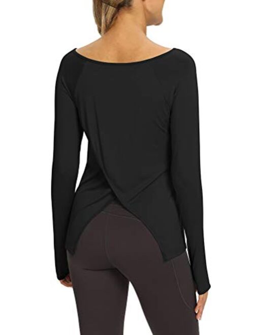Mippo Long Sleeve Workout Shirts for Women Activewear Tops Thumb Hole Shirts