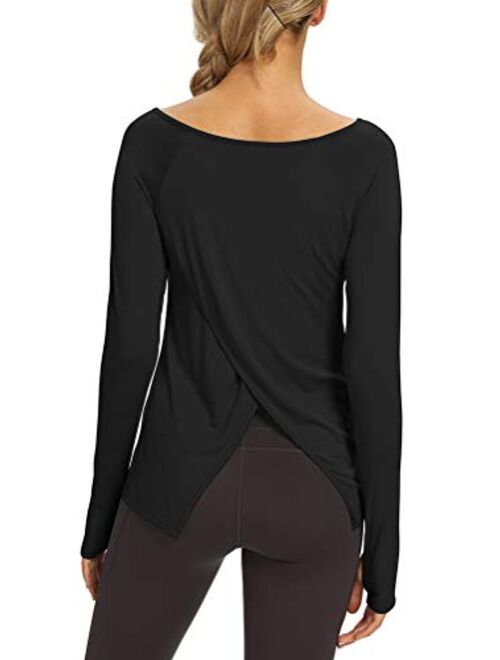 Mippo Long Sleeve Workout Shirts for Women Activewear Tops Thumb Hole Shirts