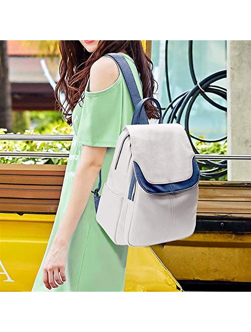 Y-sg Shop Customization Leather Backpack Women's Shoulders for Large-Capacity Travel (Color : Blue, Size : Inch)
