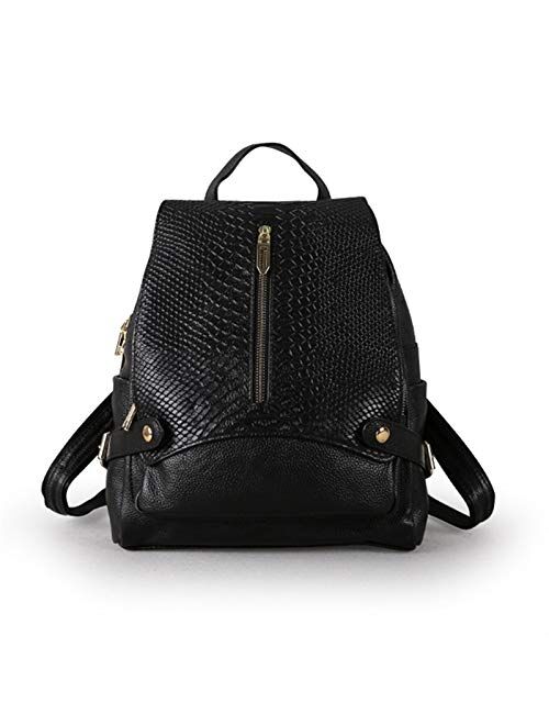 Angle-w Stylish Design,Simple Travel, Fashion Black Blue Silverish White Genuine Leather Women's Backpack Girl Lady Distaff Travel Bags Let us go Further (Color : White B