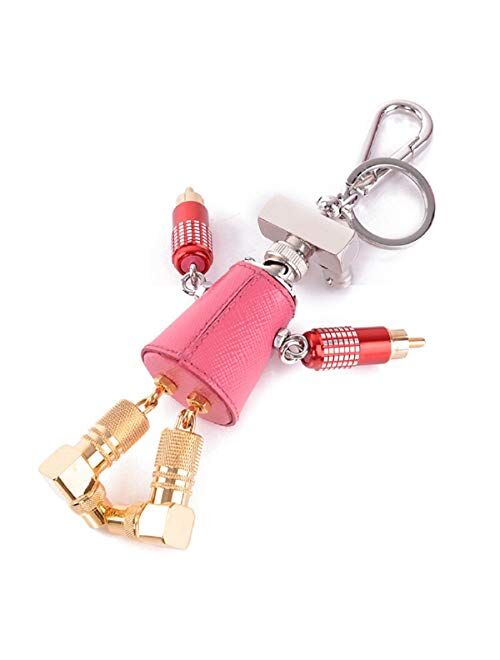 Prada Trick Robot Giulietta Pink Leather Keychain Charm 1TR029