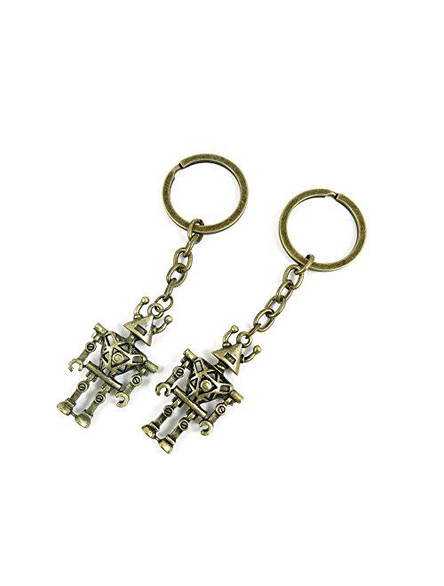 1 Pieces Antique Bronze Keychain Key Chain Tags Keyring Ring Jewelry Making Charms Supplies KC0054 Hollow Robot