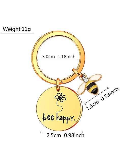 Women's Keychain" Bee Happy" Keyring Keychain, Gift for Mom, Aunt, Daughter, Niece, Friends
