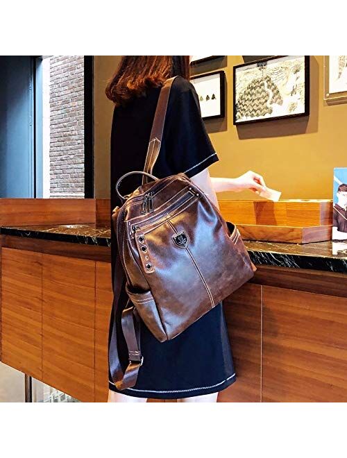 TAHMM Korean Personality Shoulder Bag Wind net red Backpack Soft Leather Women's Trend Shoulder Bag Fashion Wild Female Bag