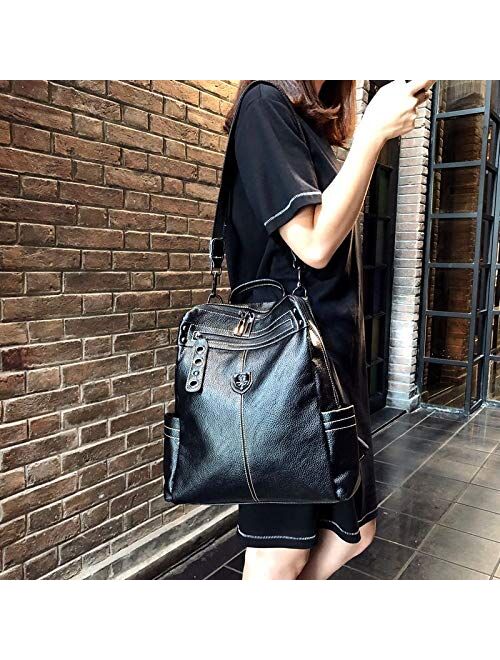 TAHMM Korean Personality Shoulder Bag Wind net red Backpack Soft Leather Women's Trend Shoulder Bag Fashion Wild Female Bag