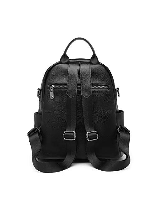TAHMM Autumn and Winter Leather Shoulder Bag Female New Korean Version of The Wild Fashion Cowhide Large Capacity Two-Purpose Soft Skin Ladies Backpack (Color : Black)