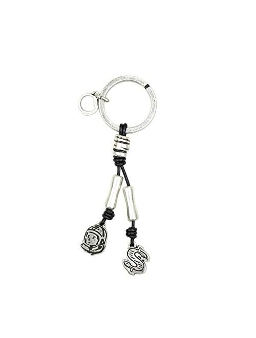 Billionaire Boys Club X Ciclon Men’s Clothing Accessories Silver Plated and Leather Laces Keychain, Fashionable Handmade Keyring for your gift Accessory