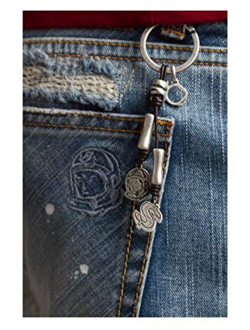 Billionaire Boys Club X Ciclon Men’s Clothing Accessories Silver Plated and Leather Laces Keychain, Fashionable Handmade Keyring for your gift Accessory