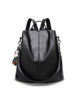 TAHMM Leather Shoulder Bag Female Korean Version of The Wild Large Capacity Soft Leather Travel Leather Ladies Backpack (Color : Black)