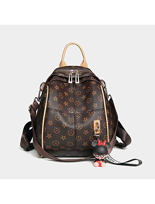 TAHMM Autumn and Winter New Shoulder Bag Female Leather Small Backpack Personal Bag Street Trend Handbags Fashion Wild Travel Bag (Color : Brown)