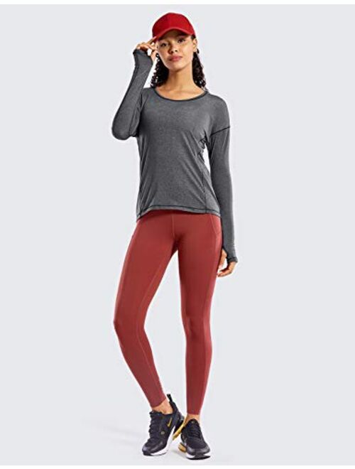 CRZ YOGA Women's Lightweight Heather Quick Dry Long Sleeve Athletic Shirt Workout Tops Activewear