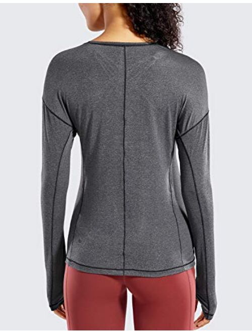 CRZ YOGA Women's Lightweight Heather Quick Dry Long Sleeve Athletic Shirt Workout Tops Activewear