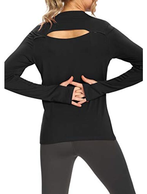 Bestisun Womens Long Sleeve Workout Tops Open Back Shirts Exercise Gym Clothes Athletic Yoga T Shirts