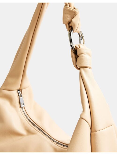 Topshop oversized knot nylon hobo bag in khaki