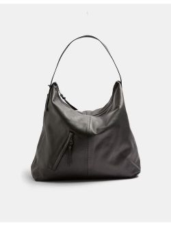 leather large tote bag in black
