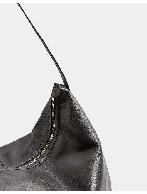 Topshop leather large tote bag in black