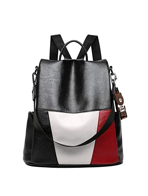 TAHMM Autumn and Winter Handbags New Leather Soft Leather Backpack Trend net red Shoulder Bag Female Wild Anti-Theft Travel Bag (Color : Black)