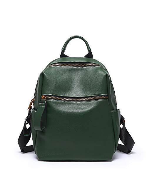 TAHMM Korean Version of The Leather Shoulder Bag Female New Wild Fashion Leather Large Capacity Trend Soft Skin Ladies Backpack (Color : Green)