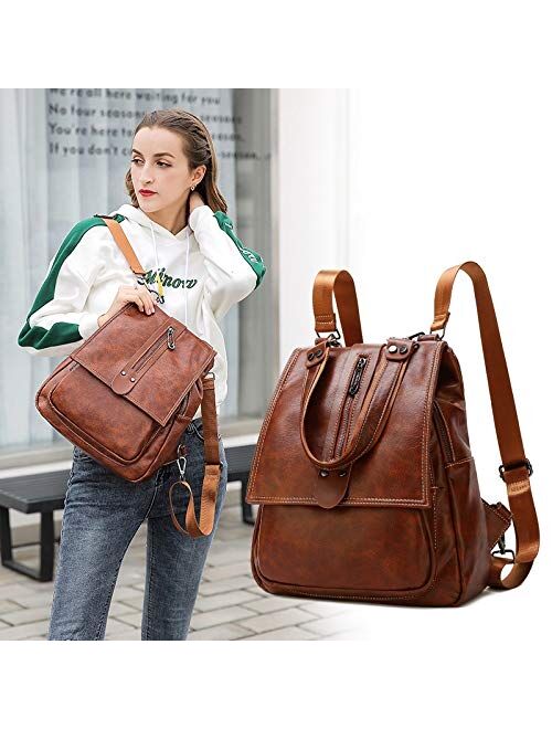TAHMM New Backpack Female Korean Version of The Handbag College Style Fashion Student Bag Wild Leather Head Layer Cow Leather Tide Backpack (Color : Ink)