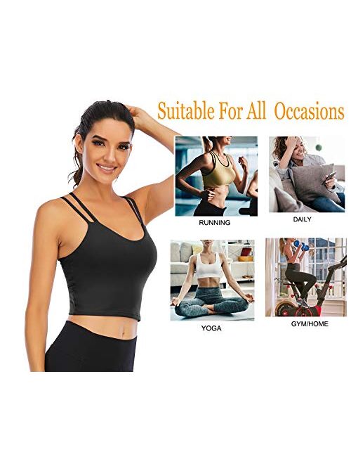 Lelinta Padded Sports Bra for Women Workout Fitness Running Crop Yoga Tank Tops with Built in Bra Camisole Longline Shirts