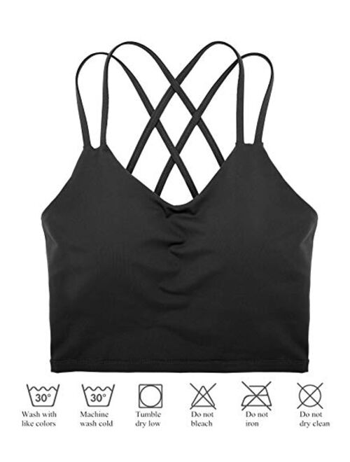 Lelinta Padded Sports Bra for Women Workout Fitness Running Crop Yoga Tank Tops with Built in Bra Camisole Longline Shirts