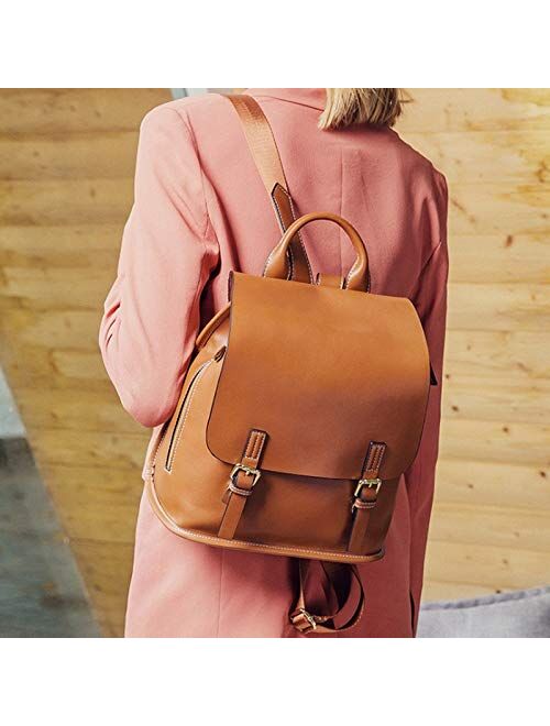 Y-sg Shop Customization Shoulder Bag Handbag Leather Large Capacity Uncivilised Korean Leisure Travel Bag Ladies Dual-use Backpack Soft Leather Turgid (Color : Brown, Siz