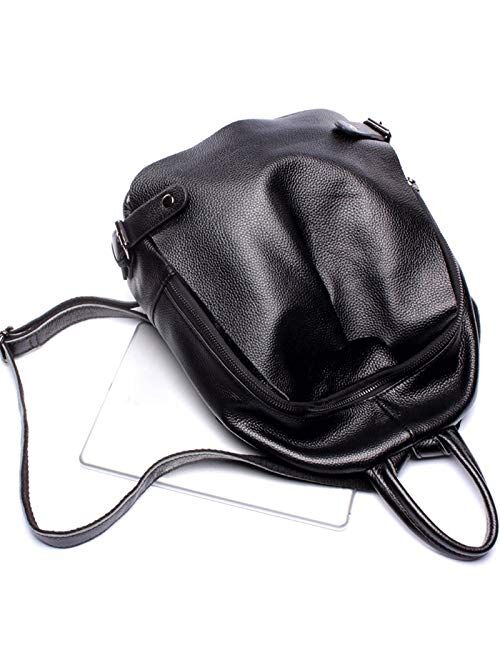 Y-sg Shop Customization Women Leather Backpack Ladies Shoulder Bag Rucksack Handle Shoulder Strap Multi Compartment Hardy Zipper Anti Theft Pocket (Color : Black, Size : 