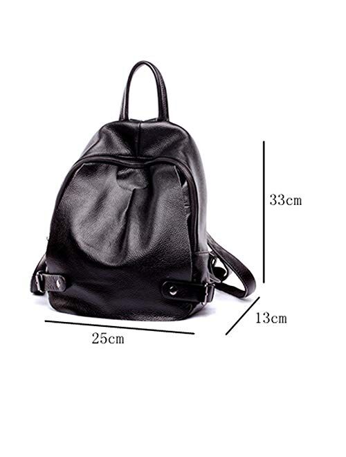 Y-sg Shop Customization Women Leather Backpack Ladies Shoulder Bag Rucksack Handle Shoulder Strap Multi Compartment Hardy Zipper Anti Theft Pocket (Color : Black, Size : 