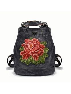 Y-sg Shop Customization Ladies New Tree Highschool Leather Retro Multi-Functional Nonchalant Fashion Backpack (Color : Black, Size : 25.53015.5cm)