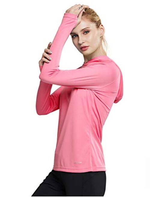 Sun Protection Hoodie Breathable Stretch Hiking Shirts Long Sleeve for Running Outdoor Workout LUYAA Women's UPF 50 