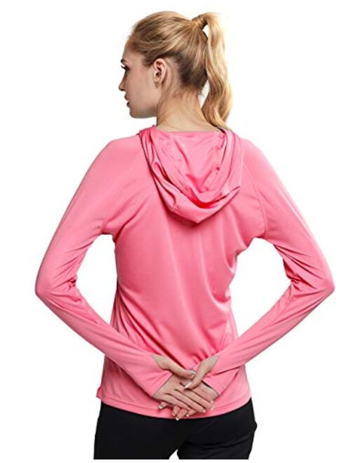 MOCOLY Women's UPF 50+ Sun Protection Hoodie Long Sleeve SPF Outdoor Running Workout T-Shirt with Thumbholes
