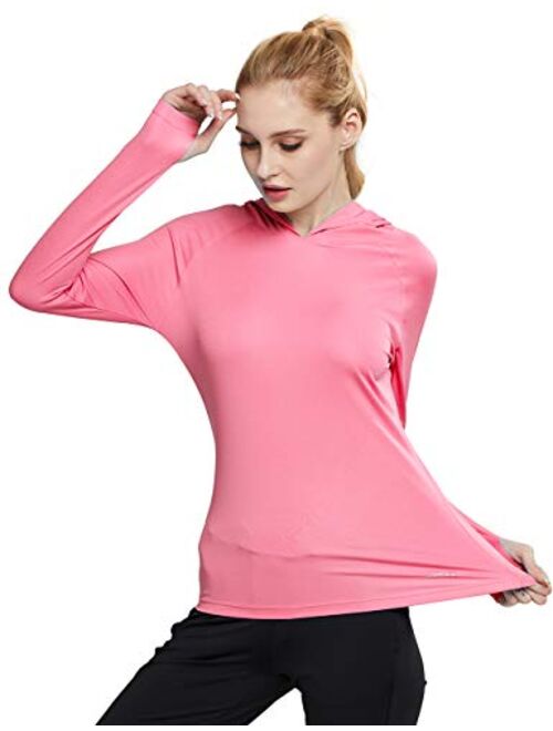 MOCOLY Women's UPF 50+ Sun Protection Hoodie Long Sleeve SPF Outdoor Running Workout T-Shirt with Thumbholes