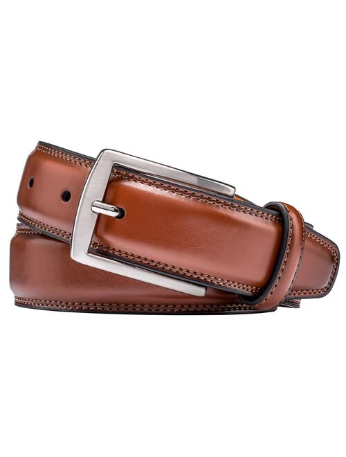 Men's Belt, Genuine Leather Dress Belts for Men with Single Prong Buckle- Classic & Fashion Design for Work Business and Casual (Brown, 34in)