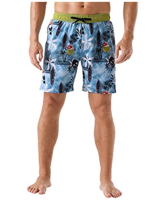ninovino Men's Swim Trunks Beach Shorts Quick Dry Board Shorts with Mesh Lining