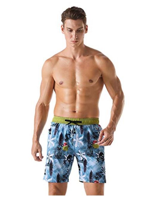 ninovino Men's Swim Trunks Beach Shorts Quick Dry Board Shorts with Mesh Lining