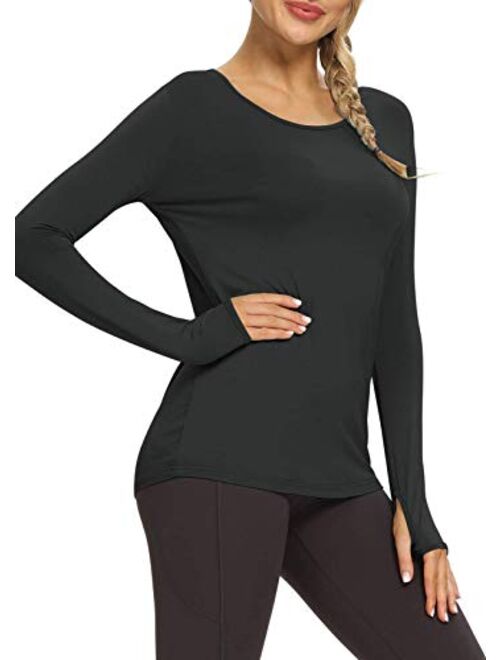 Bestisun Yoga Long Sleeve Tops for Women Workout Shirts Exercise Gym Clothes Athletic Wear