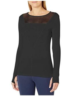 Long Sleeve Open Back Workout Tops for Women Petite Yoga Shirts Mesh Back with Thumb Hole