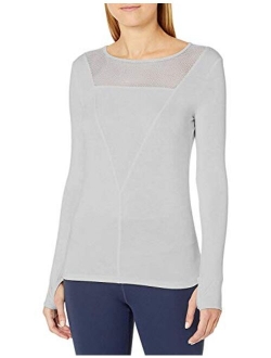 Long Sleeve Open Back Workout Tops for Women Petite Yoga Shirts Mesh Back with Thumb Hole