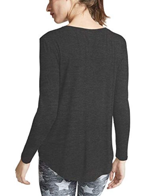 Bestisun Long Sleeve Workout Top for Women Yoga Tops Casual Solid T Shirts Twist Knot Tunics Tops Blouses