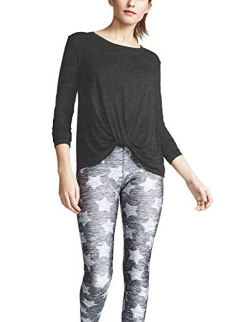 Bestisun Long Sleeve Workout Top for Women Yoga Tops Casual Solid T Shirts Twist Knot Tunics Tops Blouses