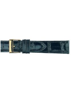Ladies 16mm Long Black Genuine Alligator Leather Watch Strap