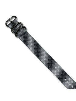 Sonia Jewels 22mm 1-Piece Grey Ballistic Nylon PVD Black Buckle Watch Band 10.5"