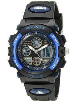 Pasnew Boys Girls Waterproof Sport Digital Watch Dual Time Display - Blue