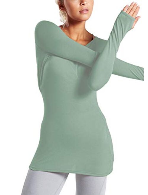 Bestisun Long Sleeve Workout Shirts Loose Open Back Wokout Tops for Women